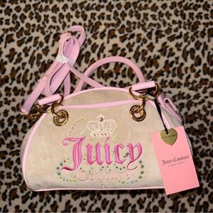 NWT Juicy Couture Sandstone Pink Velour Dreamy Juicy Satchel